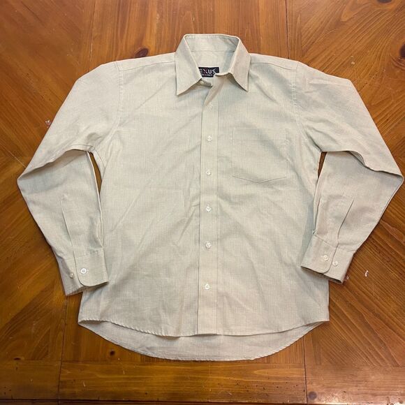 Lexus Khaki Color Collared Button Up Long Sleeve Shirt Mens Large - Picture 2 of 9